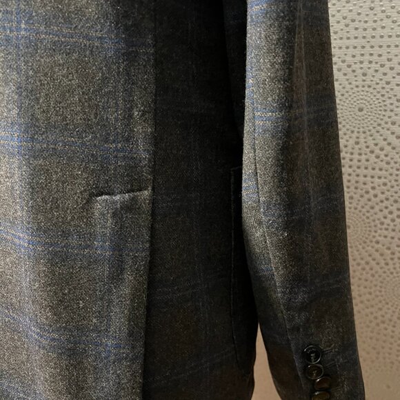 Spada Roma Mens Gray Plaid Wool Single Breasted Two Button Blazer Size 52 - Picture 5 of 7